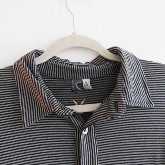 IBEX 100% Merino Wool Striped Button Down Shirt Black Gray Casual Outdoor Size M - Picture 3 of 15